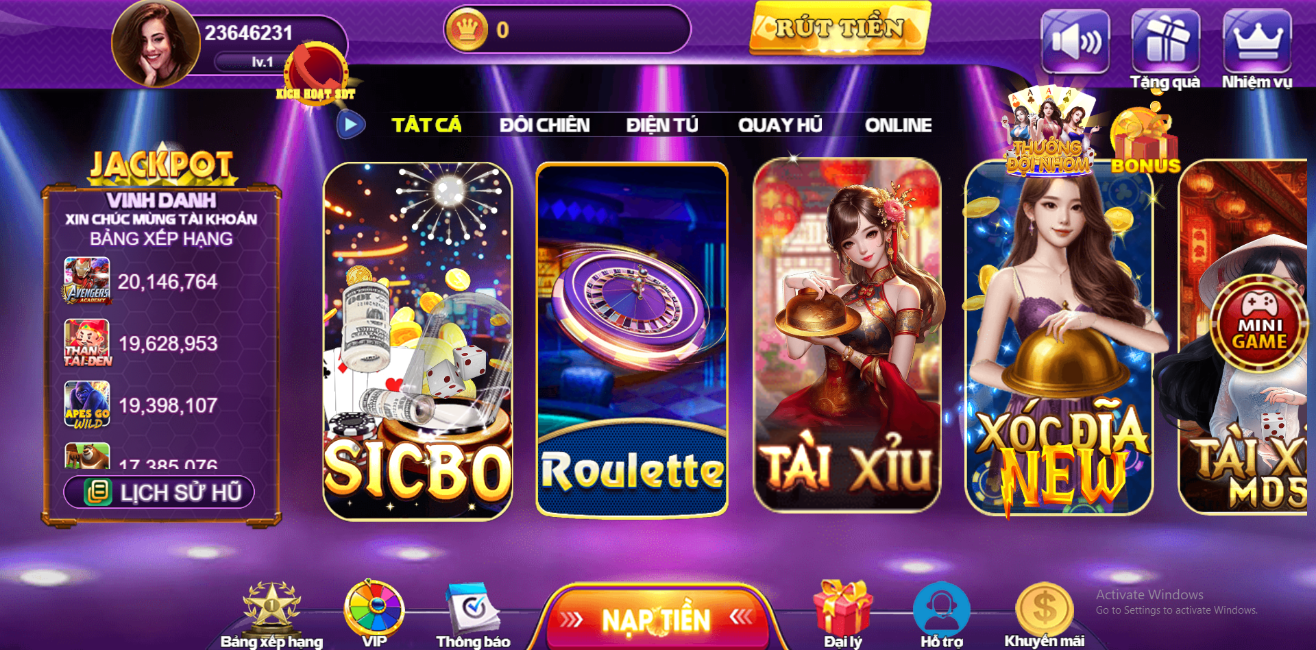 Tổng hợp trò chơi đặc sắc tại 68 Game Bài