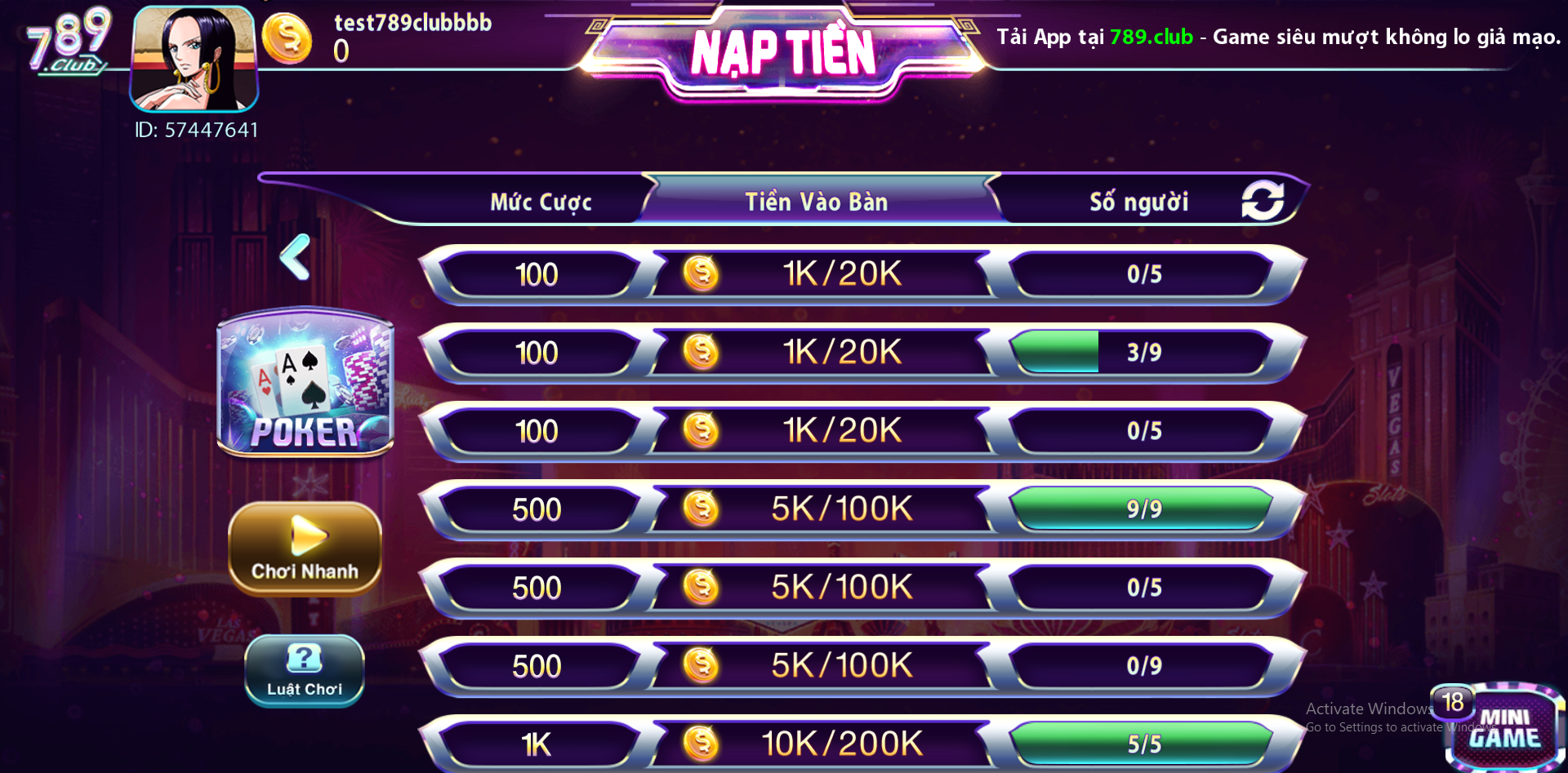 Game Bài Poker hấp dẫn