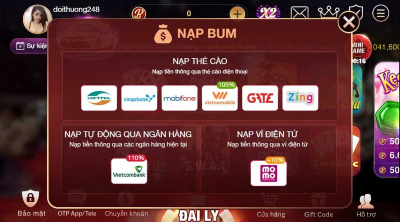 Cách nạp tiền BUM88