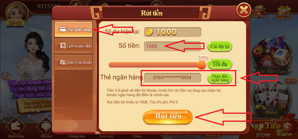 Cách rút tiền CF68