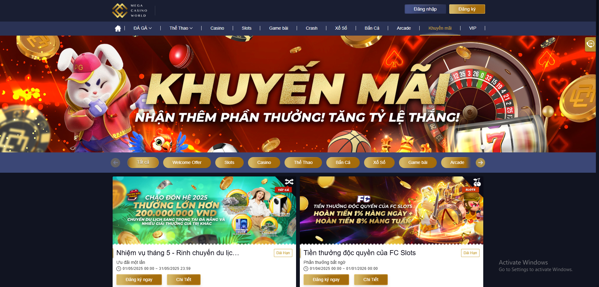 Khuyến mãi bùng nổ đến từ trang chủ MCW Casino