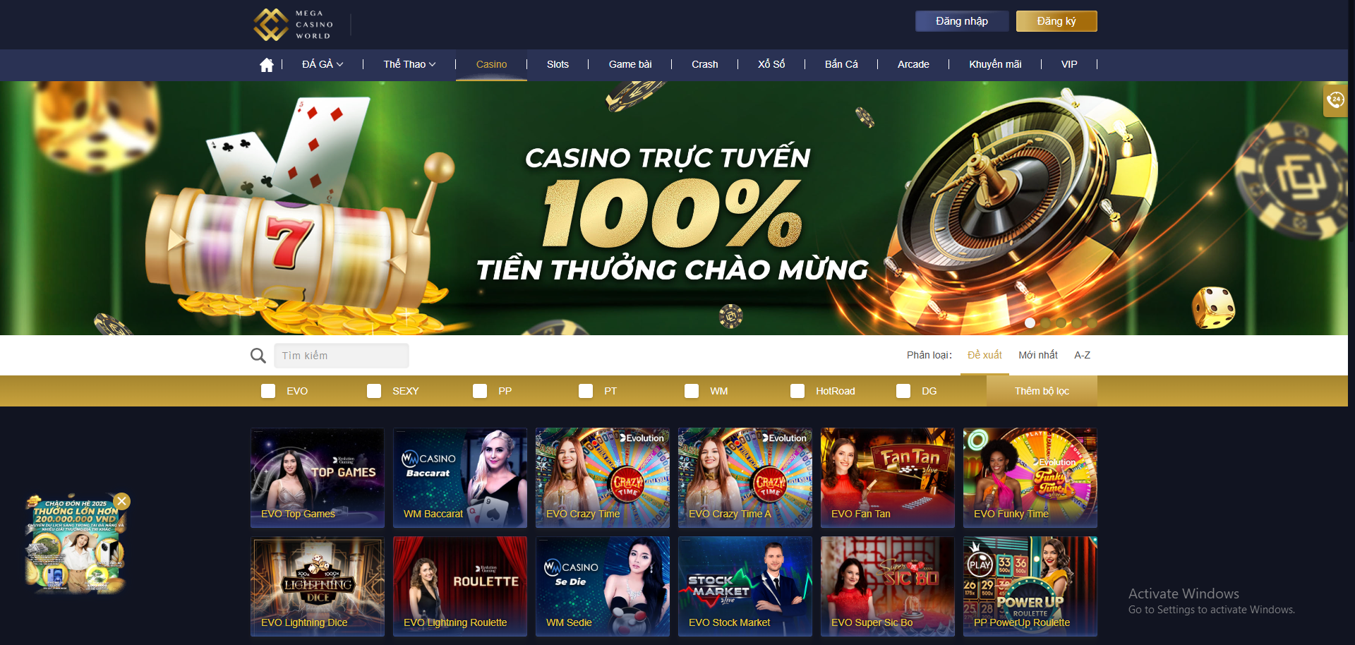 Nhà cái MCW cung cấp đa dạng các trò chơi cá cược